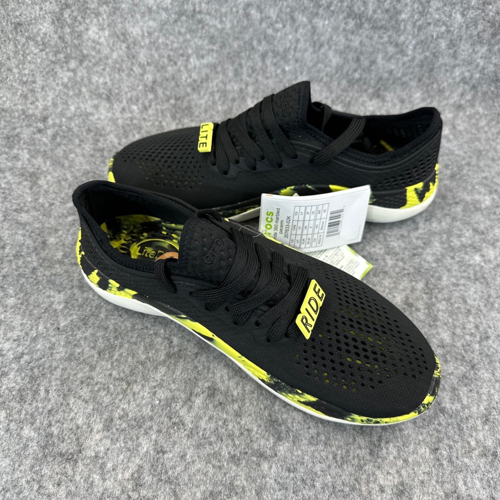 Crocs LiteRide 360 Marbled Pacer Mens 7 Womens 9 Black Citrus Sneaker 207633-02K - Picture 7 of 13